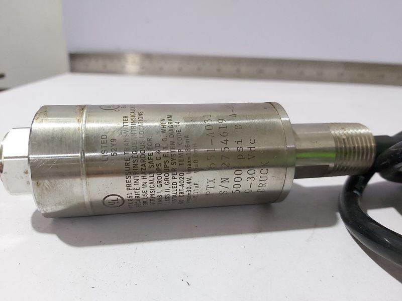 DRUCK PTX 651-A031 PRESSURE TRANSMITTER 5000PSIG 4-20MA 9-30VDC