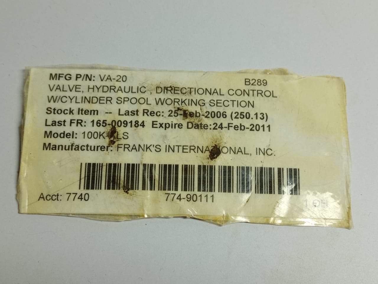 Frank's VA-20 Directional Control Hydraulic Valve