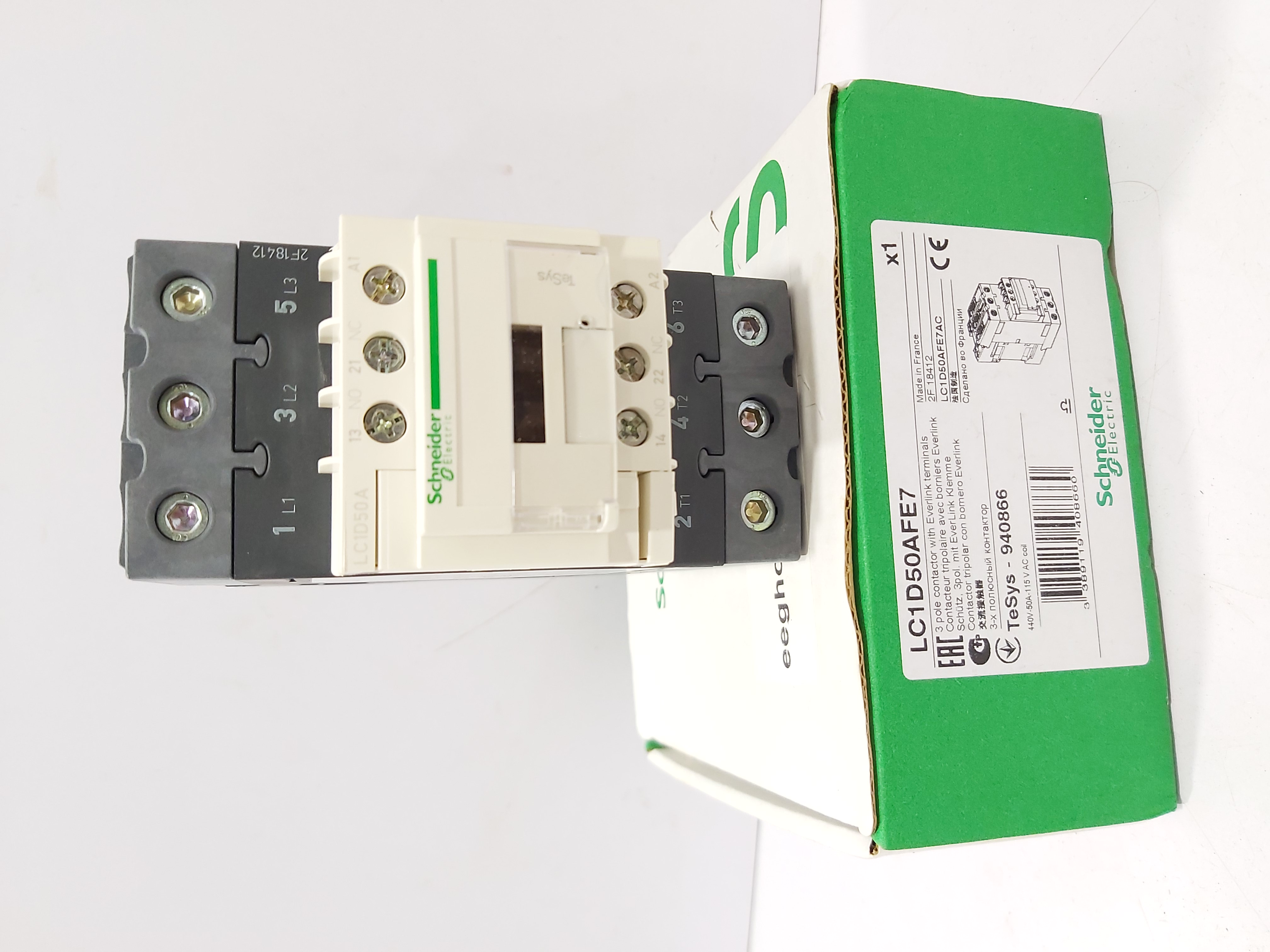 SCHNEIDER LC1D50AFE7 CONTACTOR 3-POLE 440V/50A-115V AC COIL