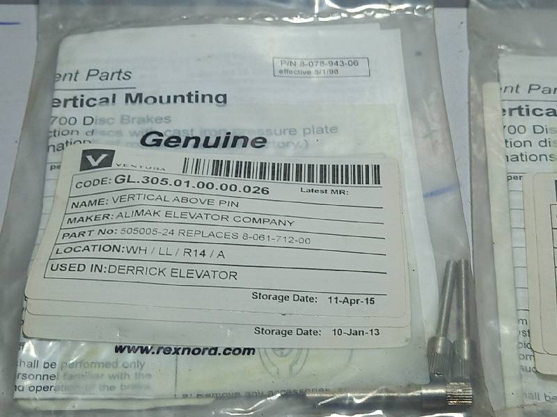 STEARNS 5-66-3372-00 MOUNTING PIN KIT  SERIES NO : 87000, 87100,87200,87700