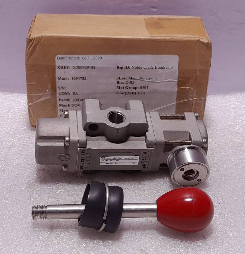 Versa VNL-3301-316 Three Way Valve Min-Max VAC-200 PSIG VAC-14 Bar
